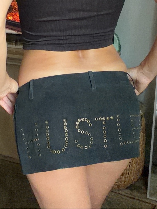 Hustler Hollywood Dresses & Skirts - Vintage leather Black Studded hustler Mini Skirt - Womens